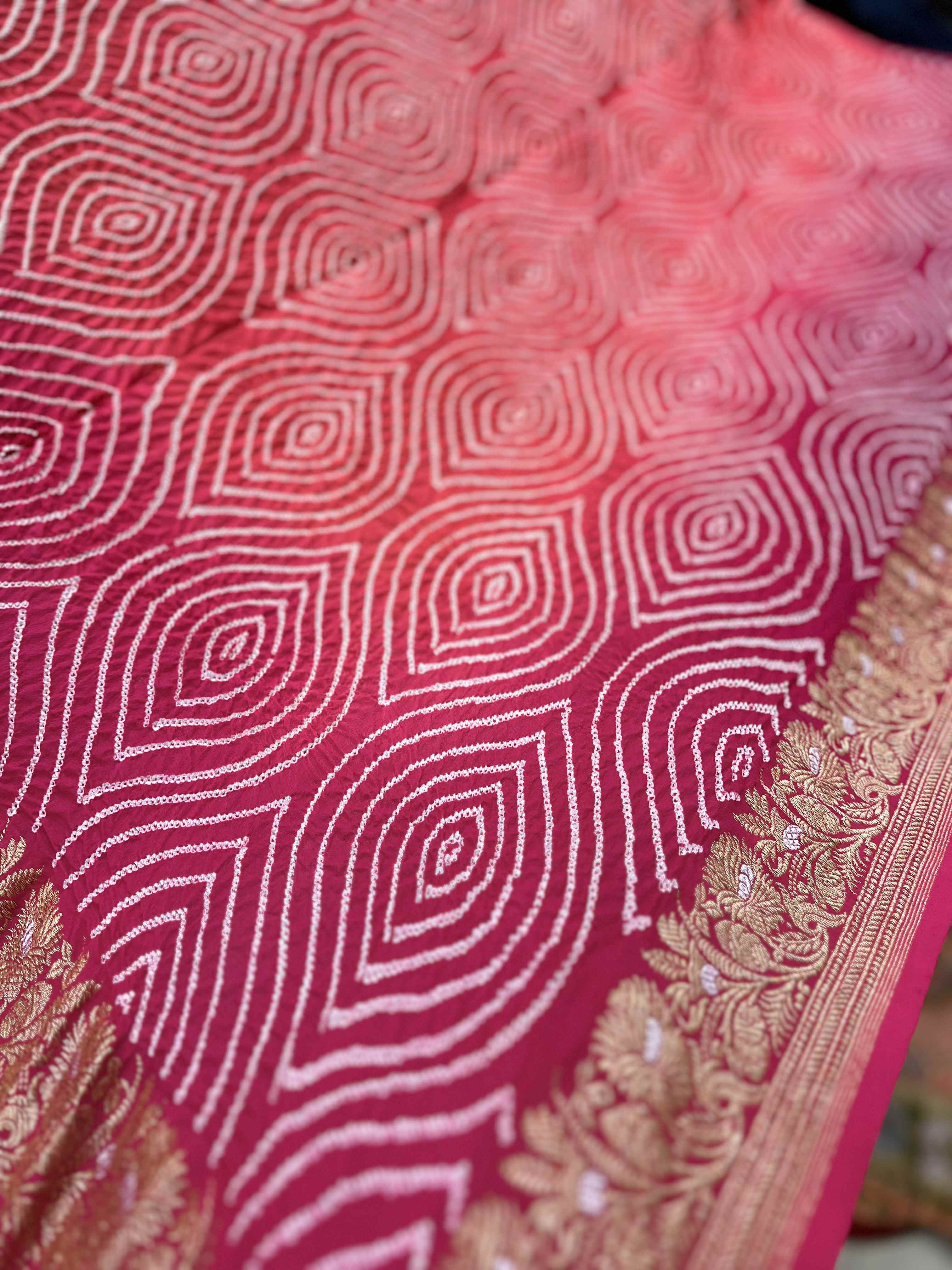 Rani Gulnaar Kadwa Bandhani Saree view 3