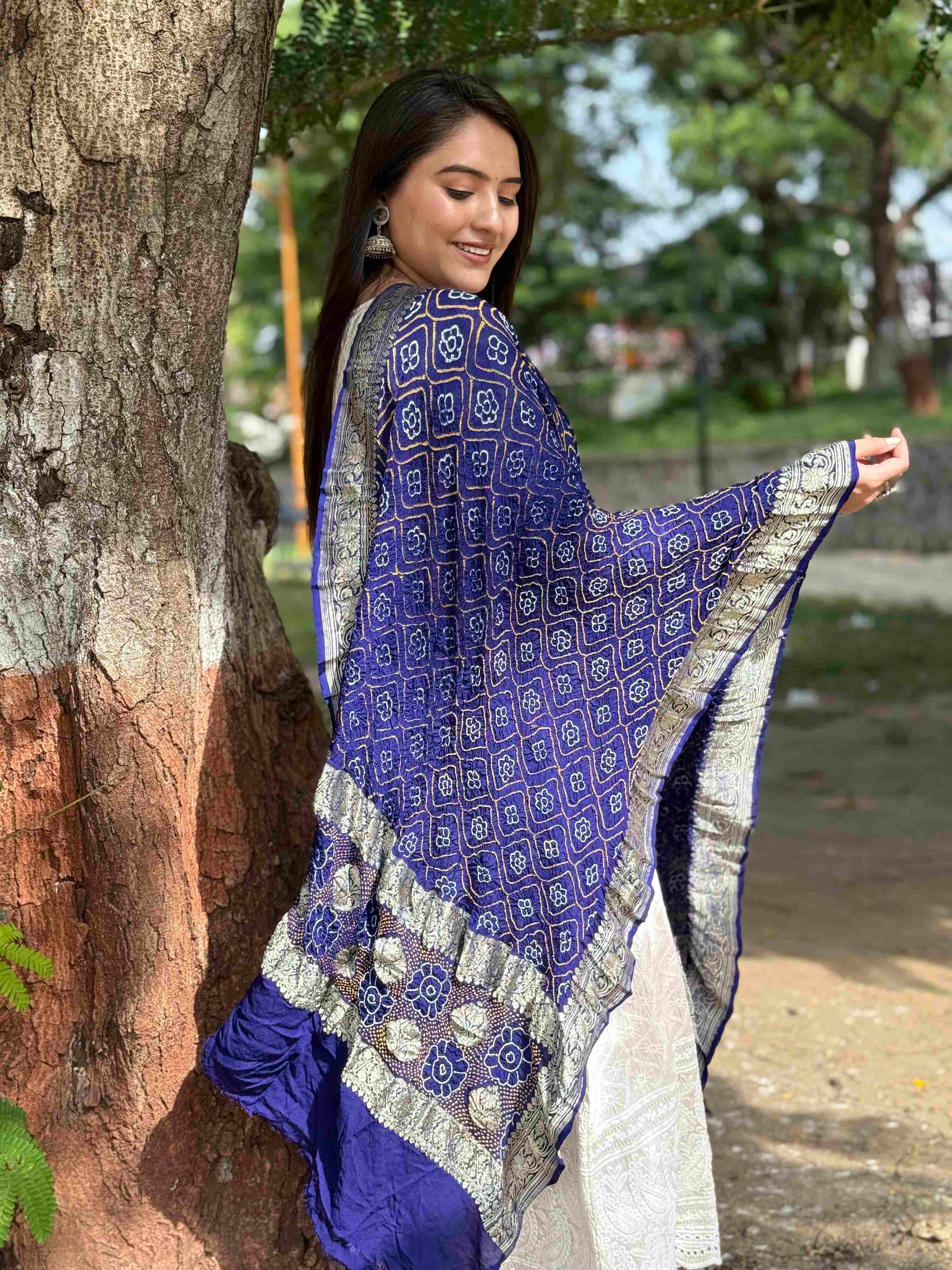 Shahi Neel Bandhani Dupatta view 2